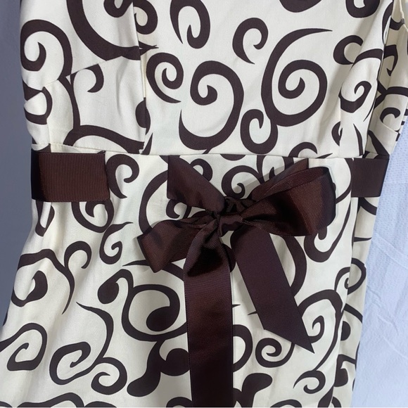 R & K Originals Ivory Scrolls Sleeveless Dress, Size 6 Petite, Cream/Brown - Picture 3 of 9